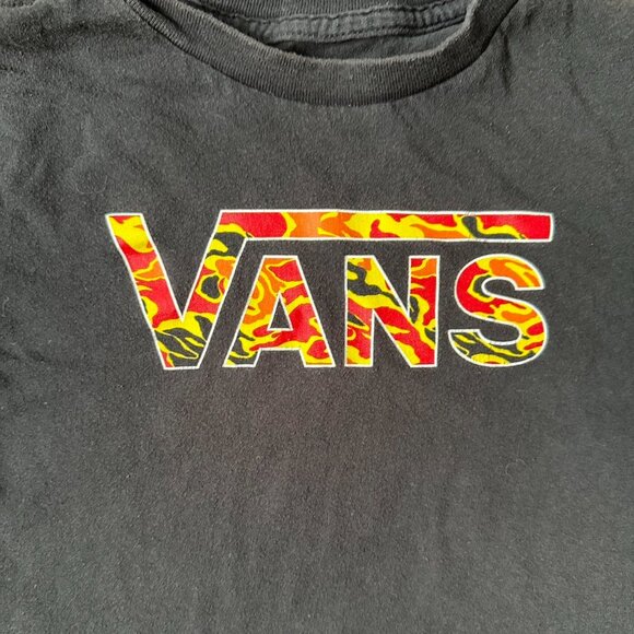 Vans Flame Logo Tee – Black Fitted T-Shirt - Picture 3 of 8